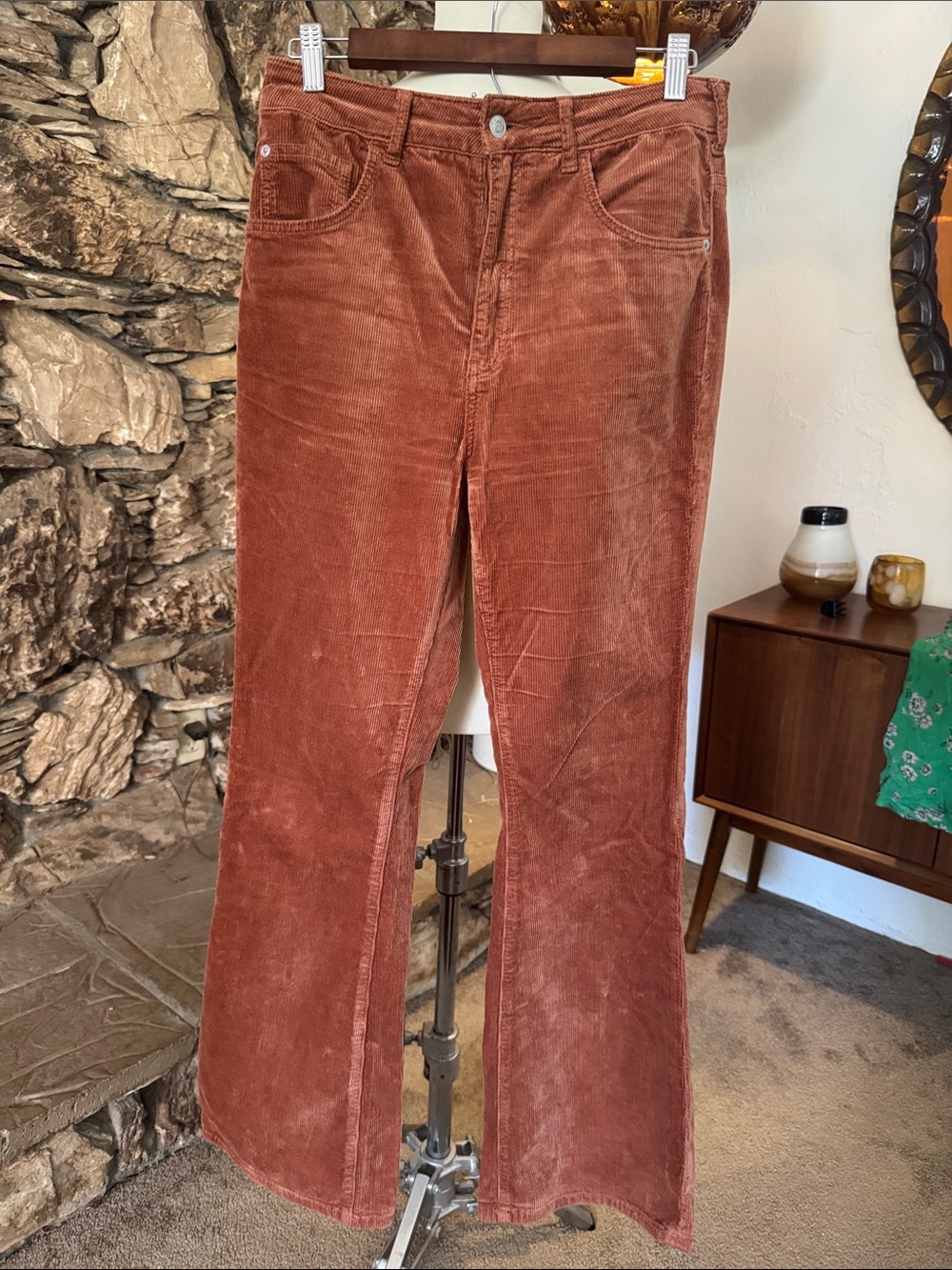 Pilcro Rust Corduroy Flare Jeans
